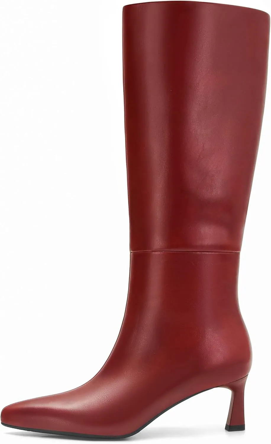 SOVANYOU Kitten Heel Knee High Boots for Women Pointed Toe Tall Boots Wide Calf Boots with Pull-on Style
