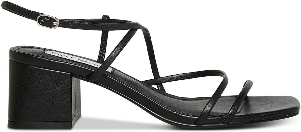 Steve Madden Womens Rianna Faux Leather Strappy Block Heels
