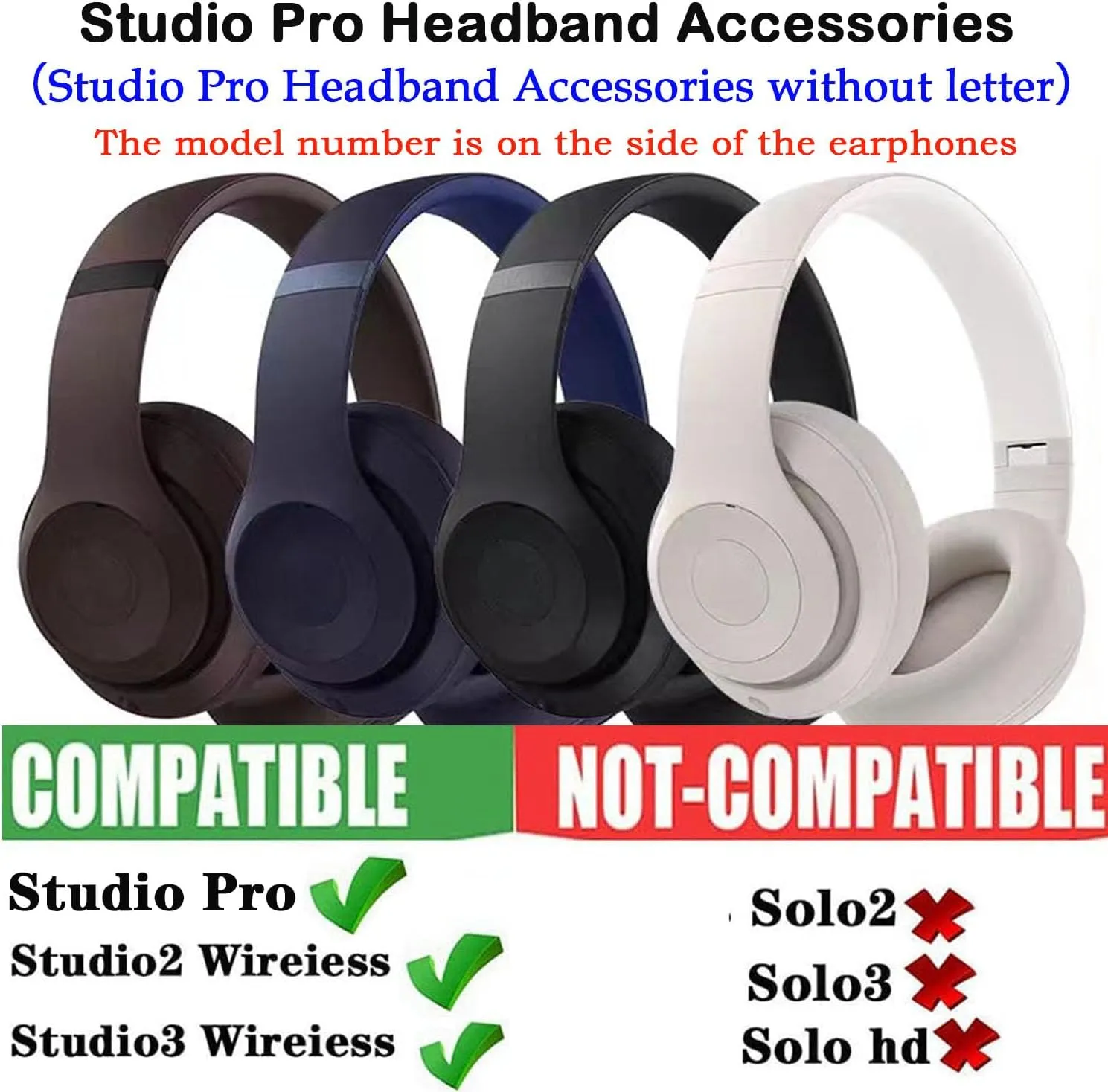 Studio Pro Headband Replacement Parts Accessories Studio 3 Headband Repair Kit Compatible with Studio Pro/Studio 3.0 /Studio 2.0 Wireless Top Headband (Matte black)