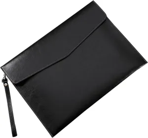 Stylish PU Document Storage Bag with Buckle Capacity Organizer for Bills Contracts and Receipts Lightweight and Portable File Holder for Home and Office Use