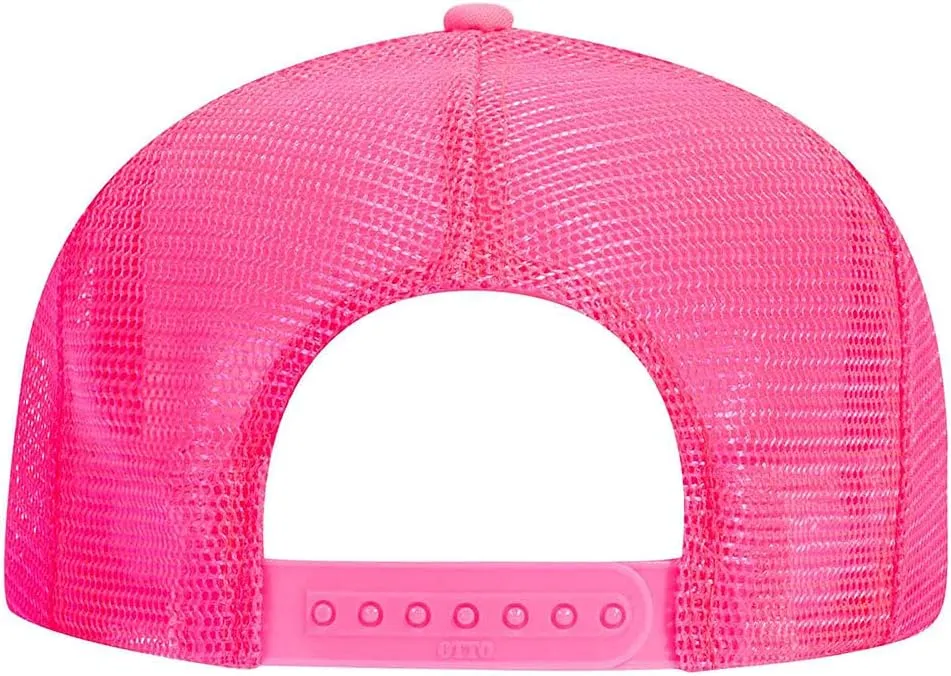 Sun Wave Retro Color Printed Neon 5 Panel High Crown Foam Mesh Back Trucker Hat - for Men and Women