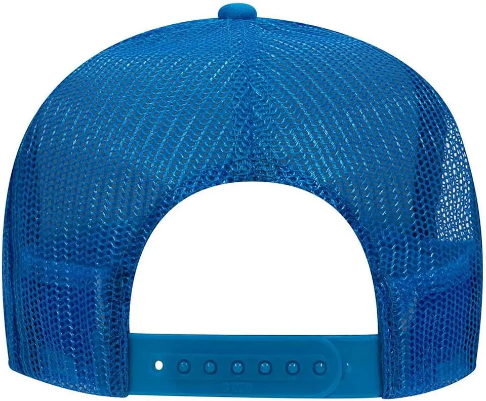 Sun Wave Retro Color Printed Neon 5 Panel High Crown Foam Mesh Back Trucker Hat - for Men and Women