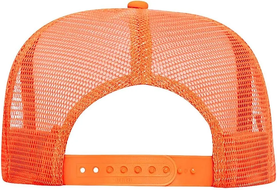 Sun Wave Retro Color Printed Neon 5 Panel High Crown Foam Mesh Back Trucker Hat - for Men and Women