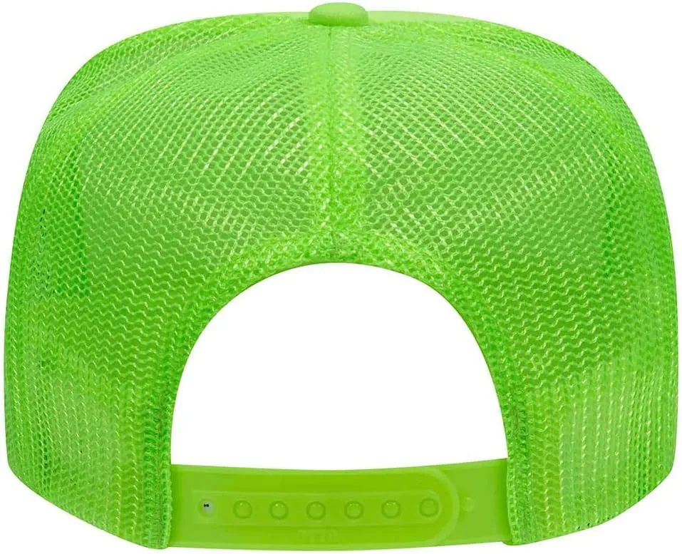 Sun Wave Retro Color Printed Neon 5 Panel High Crown Foam Mesh Back Trucker Hat - for Men and Women