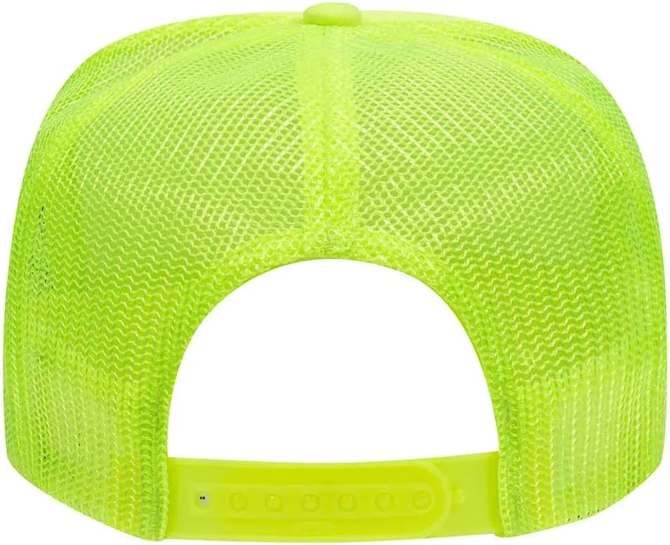 Sun Wave Retro Color Printed Neon 5 Panel High Crown Foam Mesh Back Trucker Hat - for Men and Women