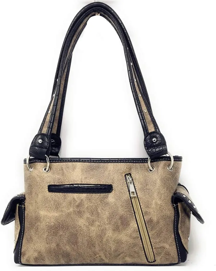 Texas West Rhinestone Cross Embroidered Western Handbag Purse in 4 colors