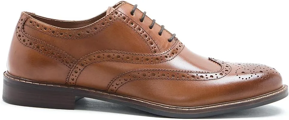 Thomas Crick Men's 'Cardew' Brogue Formal Leather Shoes, Comfortable, Durable, Stylish, Classic Premium Leather Shoes with Classy Embroidered Upper (Black, Tan)