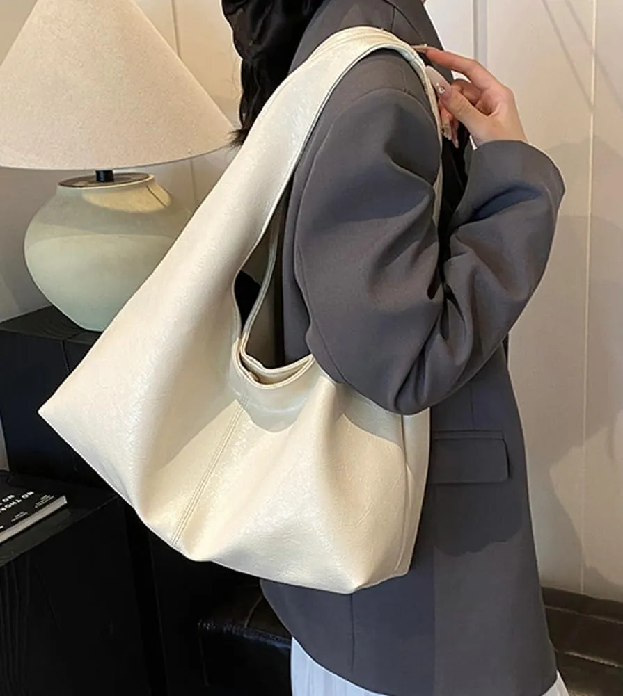 Tote Bag Slouchy Bags for Women Retro PU Leather Crossbody Bag Soft Shoulder Purses Handbags Large Capacity