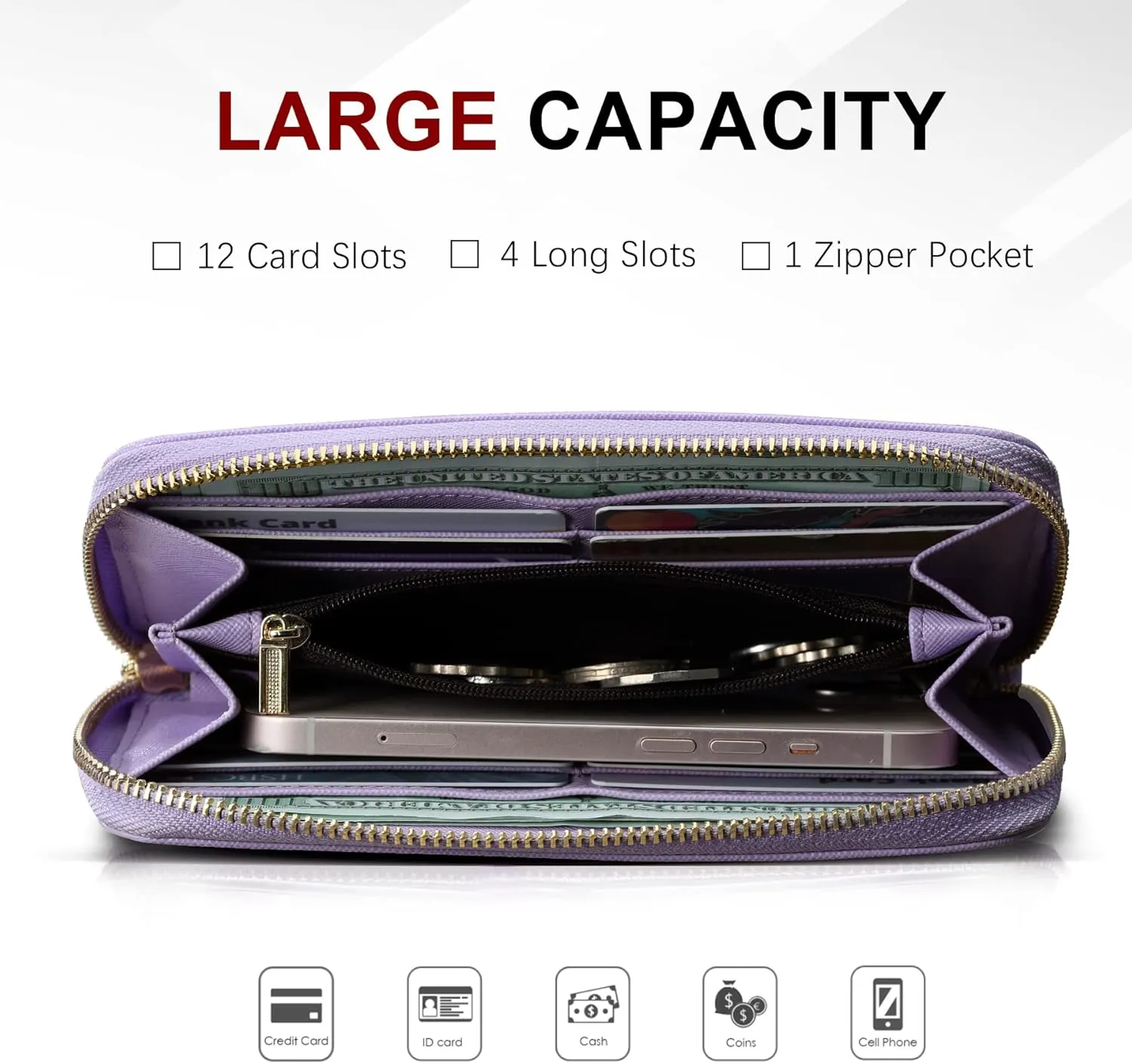 Travelambo Womens Wallet Tassel Bifold Ladies Cluth Wristlet Wrist strap Long Purse