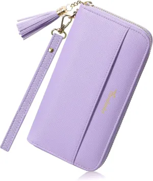Travelambo Womens Wallet Tassel Bifold Ladies Cluth Wristlet Wrist strap Long Purse