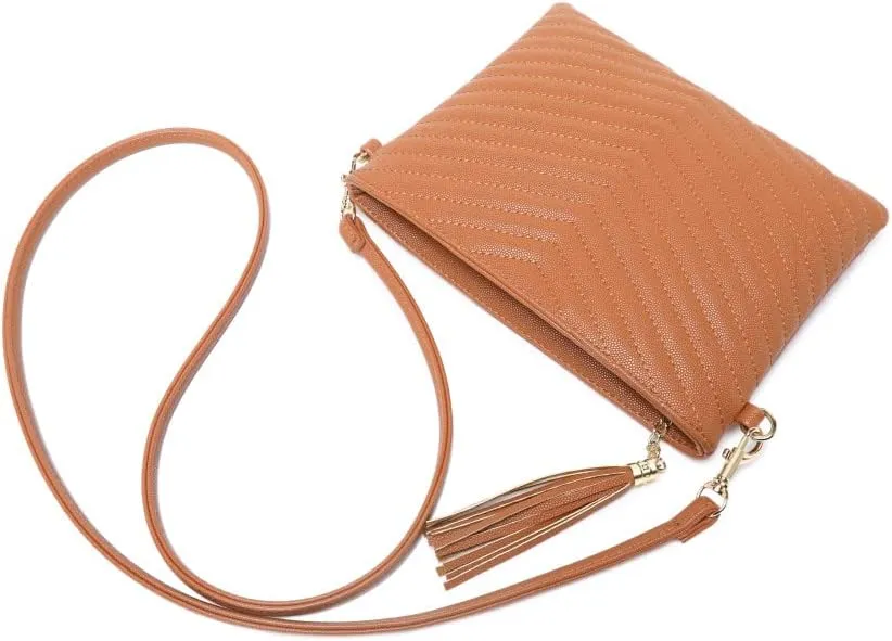 Trendy Vegan Leather Shoulder Purses, Clutch Wallet with Wristlet Strap,Small tassel Crossbody Bags for Women