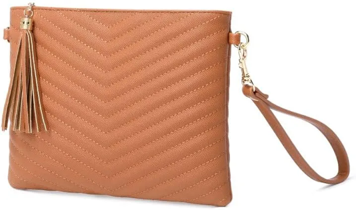 Trendy Vegan Leather Shoulder Purses, Clutch Wallet with Wristlet Strap,Small tassel Crossbody Bags for Women