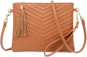 Trendy Vegan Leather Shoulder Purses, Clutch Wallet with Wristlet Strap,Small tassel Crossbody Bags for Women