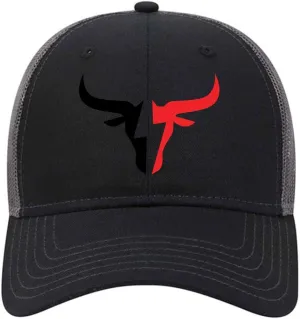 Two Tone Bullhead 6 Panel Low Profile Mesh Back Trucker Hat - for Men and Women