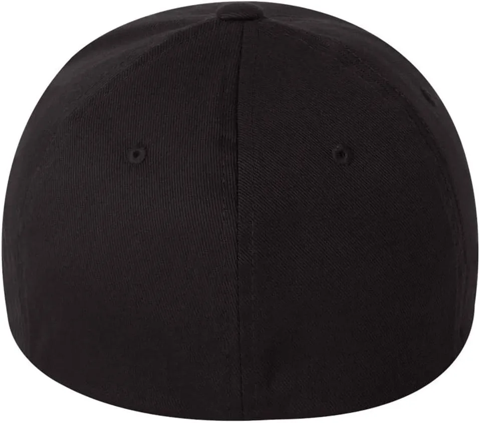 Two Tone Bullhead 6 Panel Mid Profile Flexfit Closed Back Twill Cap - Small to 2XL Big Size