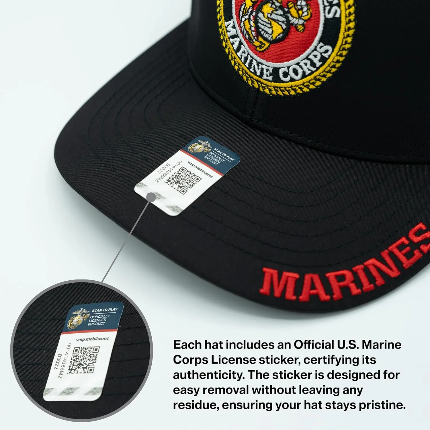 US Marine Corps Patch Hat for Men USMC Hat, Official Licensed Marines PU Leather Embroidered Veteran Cap