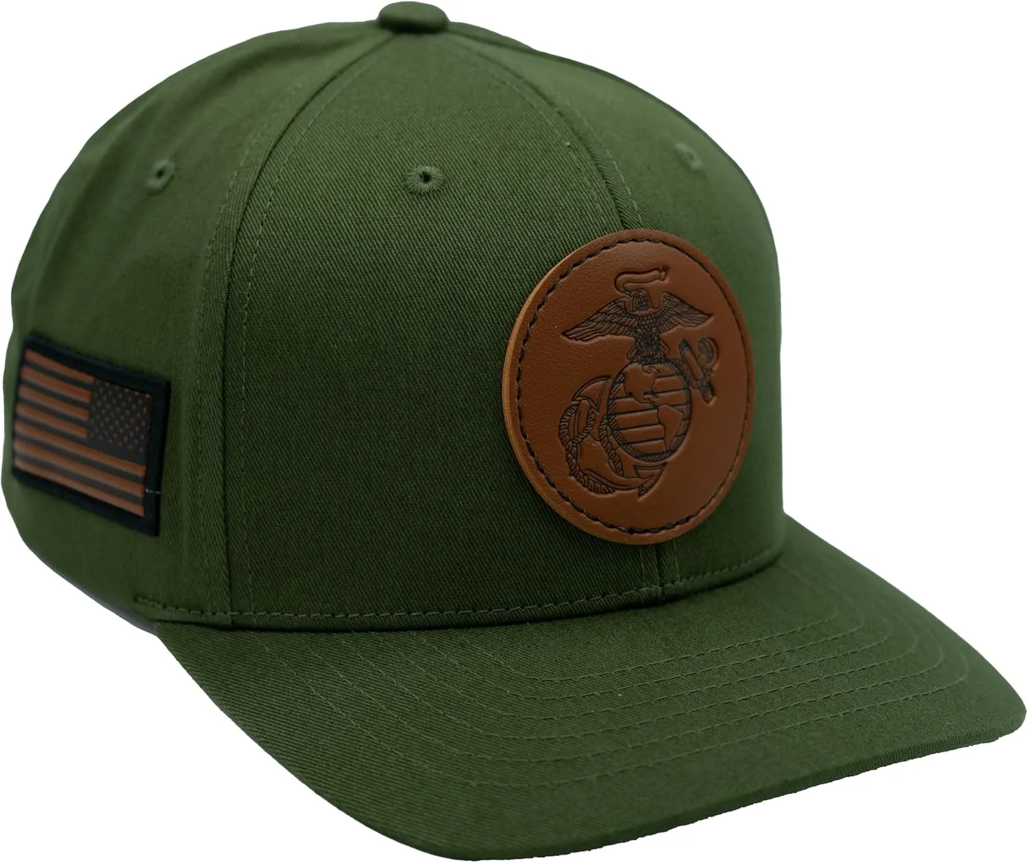 US Marine Corps Patch Hat for Men USMC Hat, Official Licensed Marines PU Leather Embroidered Veteran Cap