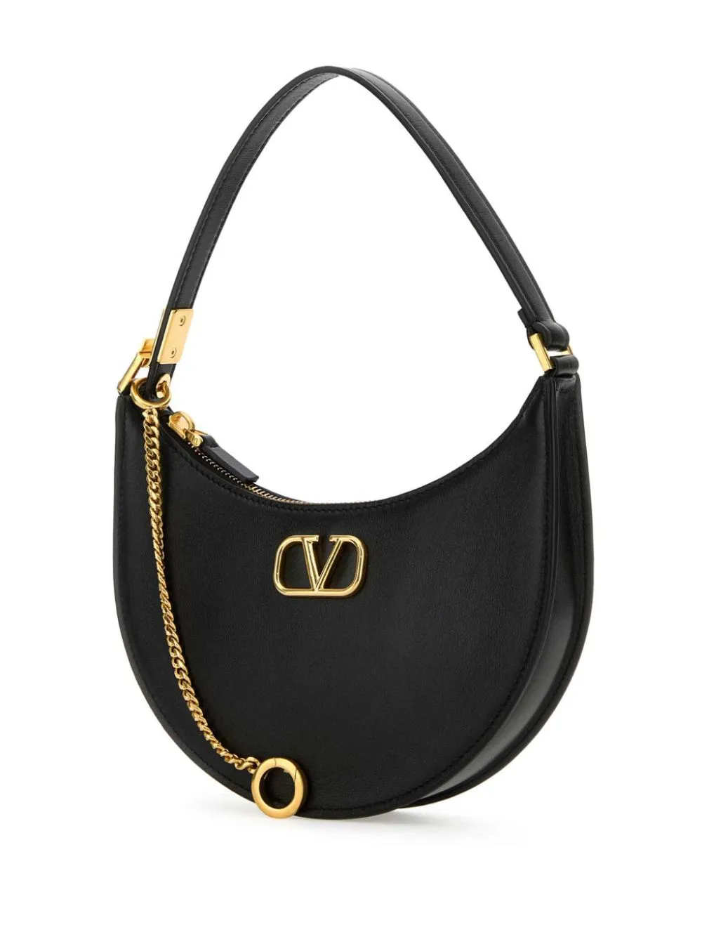 VALENTINO GARAVANI Mini Hobo Handbag with Chain-Link Detail