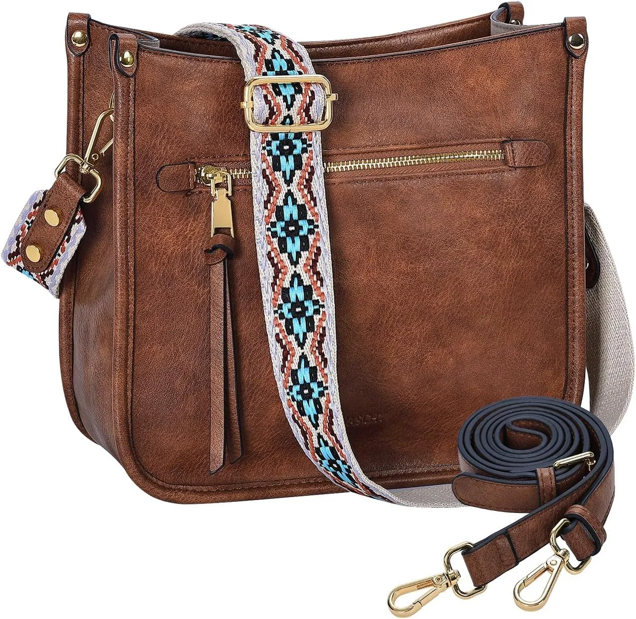 VASCHY Crossbody Bag Purse for Women,Fashion Vegan Leather Hobo Handbag Shoulder Bag Purse with Guitar Strap