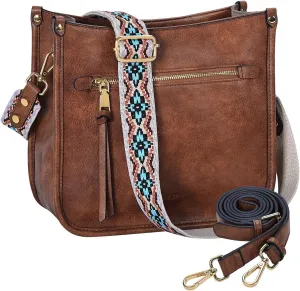 VASCHY Crossbody Bag Purse for Women,Fashion Vegan Leather Hobo Handbag Shoulder Bag Purse with Guitar Strap