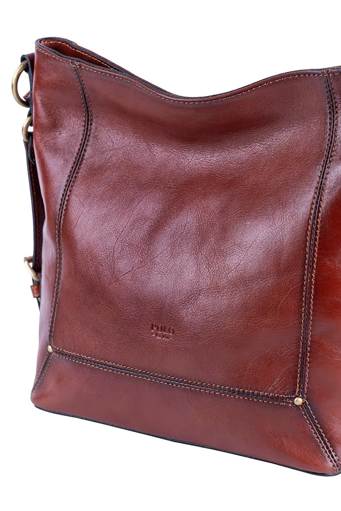 Vega Leather Hobo Bag - Brown