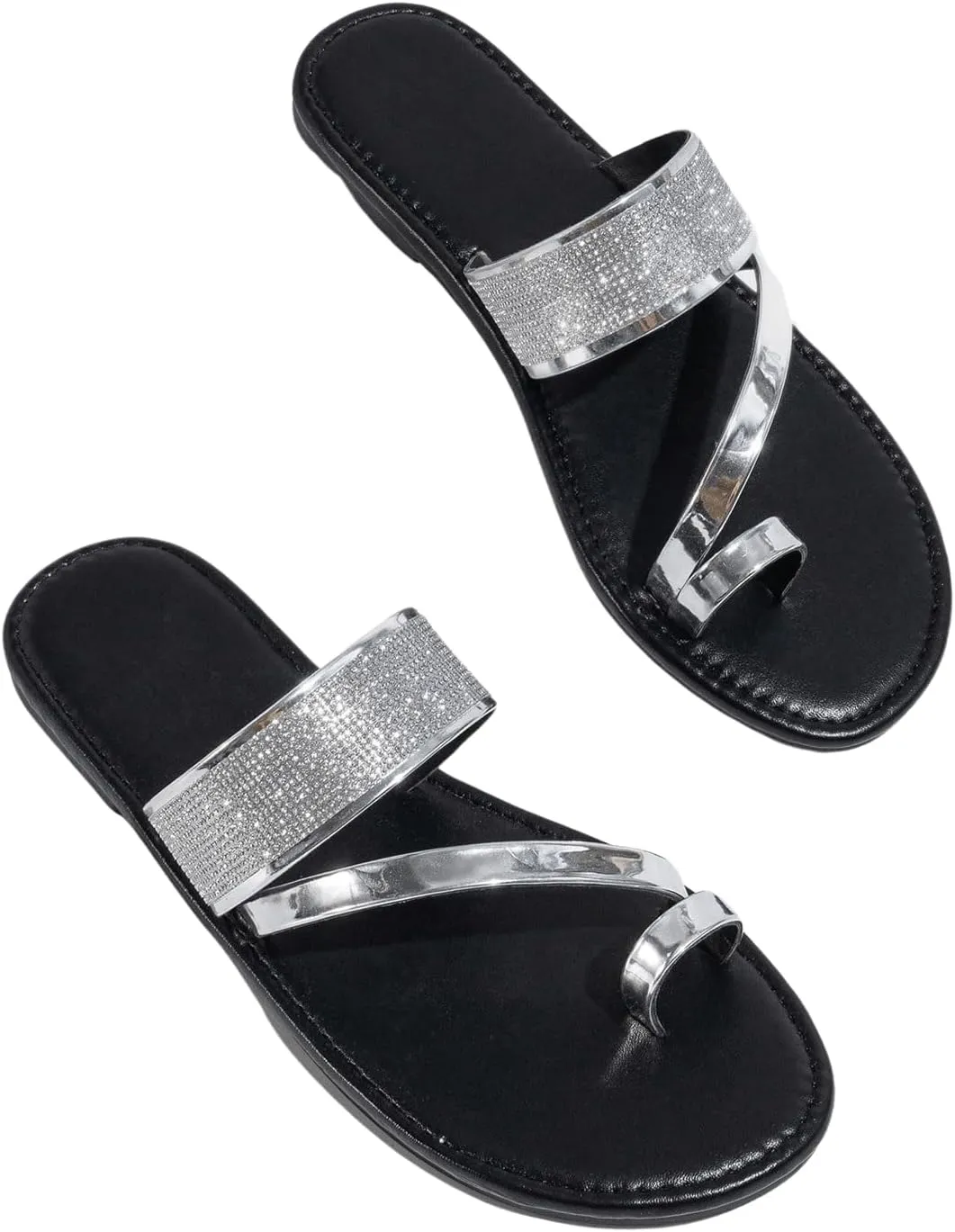 Verdusa Women's Strappy Thong Sandals Faux Leather Summer Beach Shoes Slippers
