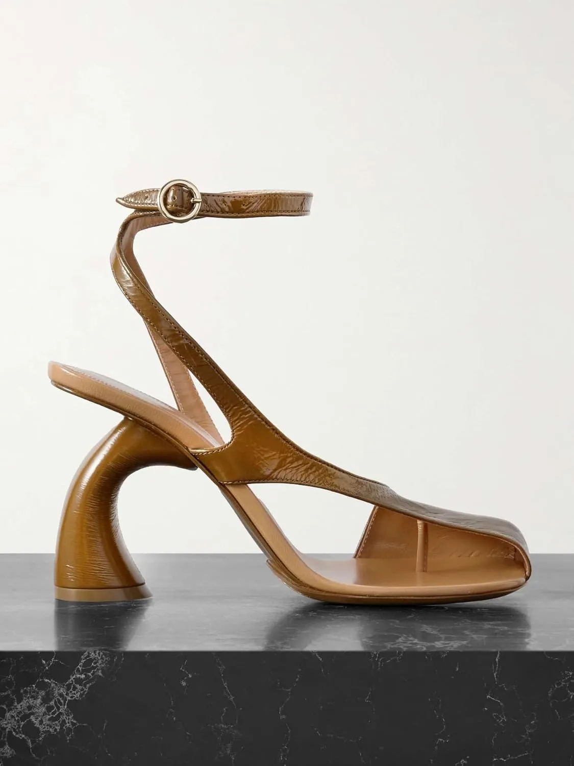 Vertundy Women's Flip Flop Heels High Heeled Sandals Leather Chunky Square Toe Adjustable Ankle Strap Buckle Dress Fashion Sandals