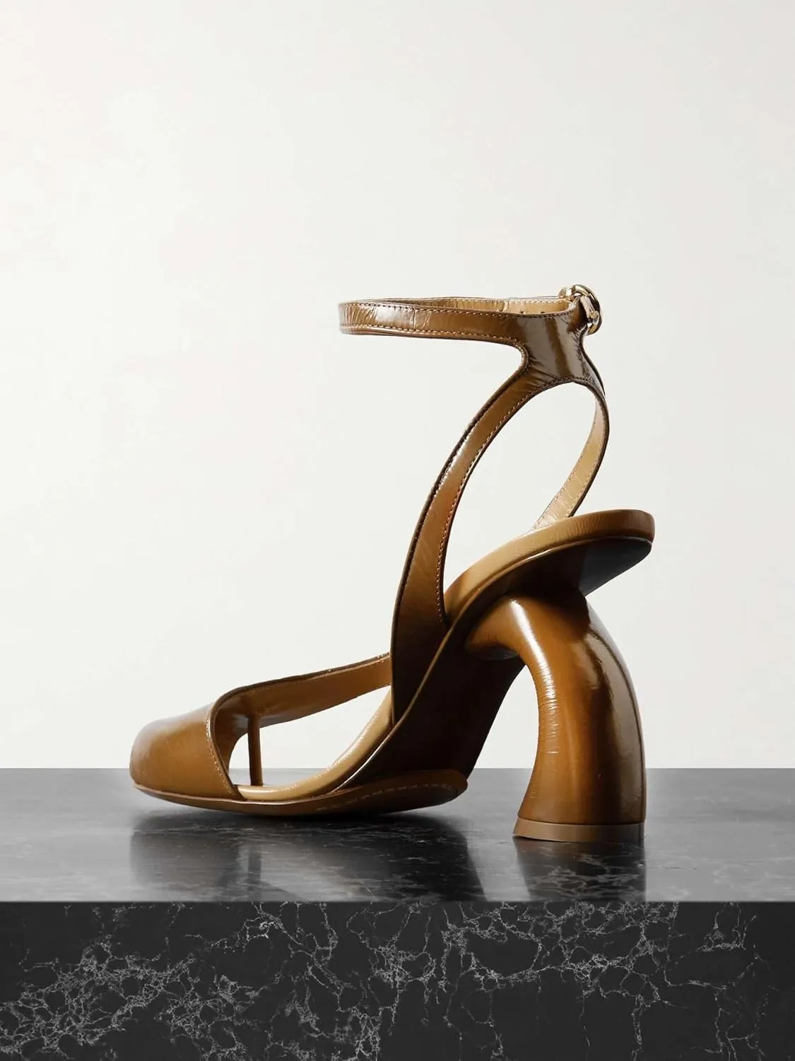 Vertundy Women's Flip Flop Heels High Heeled Sandals Leather Chunky Square Toe Adjustable Ankle Strap Buckle Dress Fashion Sandals
