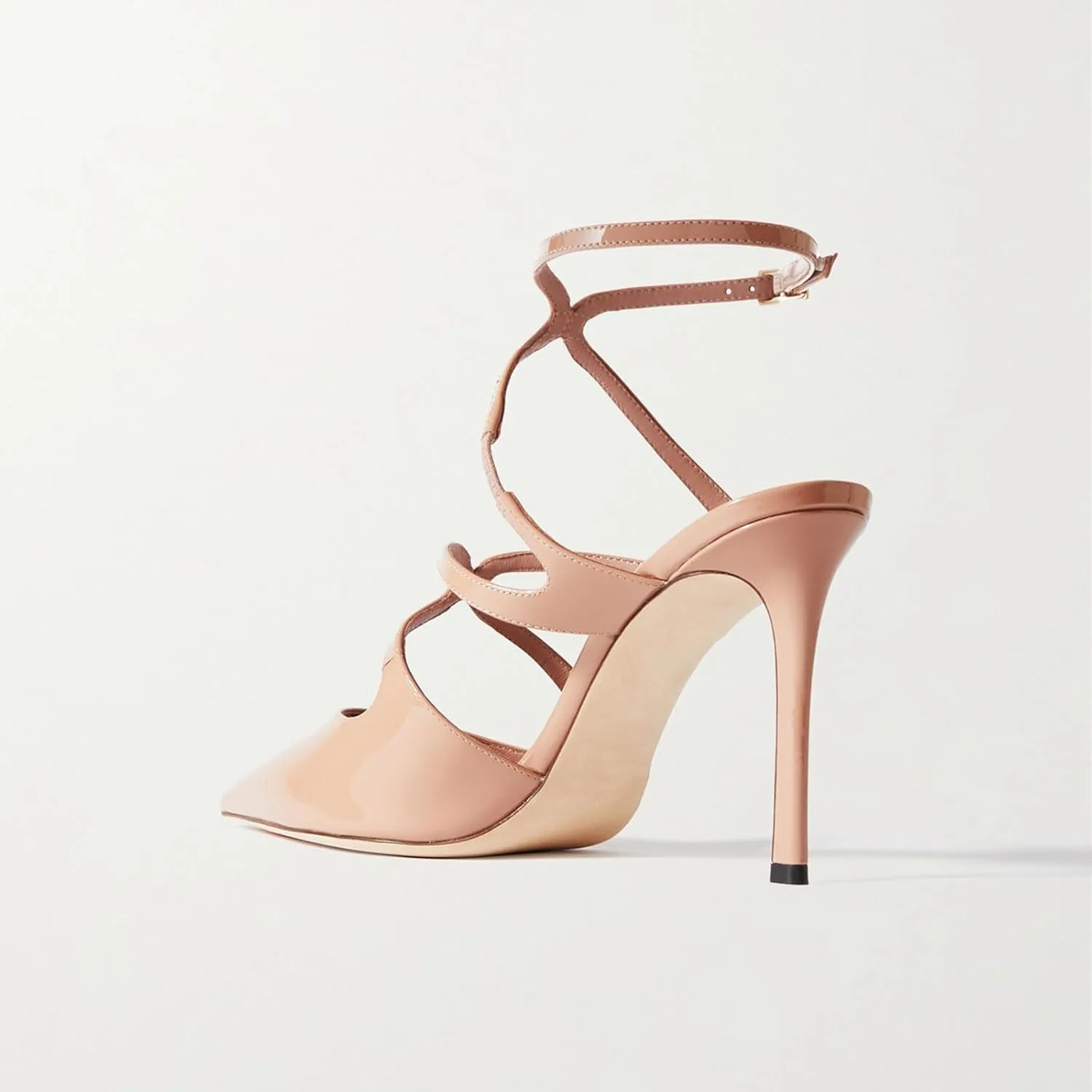 Vertundy Women's Slingback Pumps Across Strap Ankle Buckle Pointed Toe High Heels Sandals Strappy Dress Shoes for Lady Party Wedding Spring Fashion