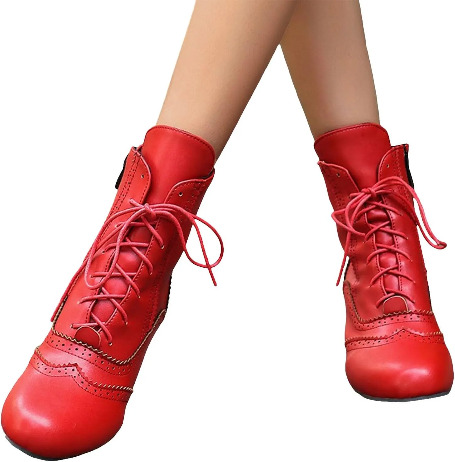 Victorian Boots for Women Kitten Heel,Vintage Lace Up Booties with Zipper Halloween Cosplay Boots Fashion Dance Shoes