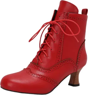 Victorian Boots for Women Kitten Heel,Vintage Lace Up Booties with Zipper Halloween Cosplay Boots Fashion Dance Shoes
