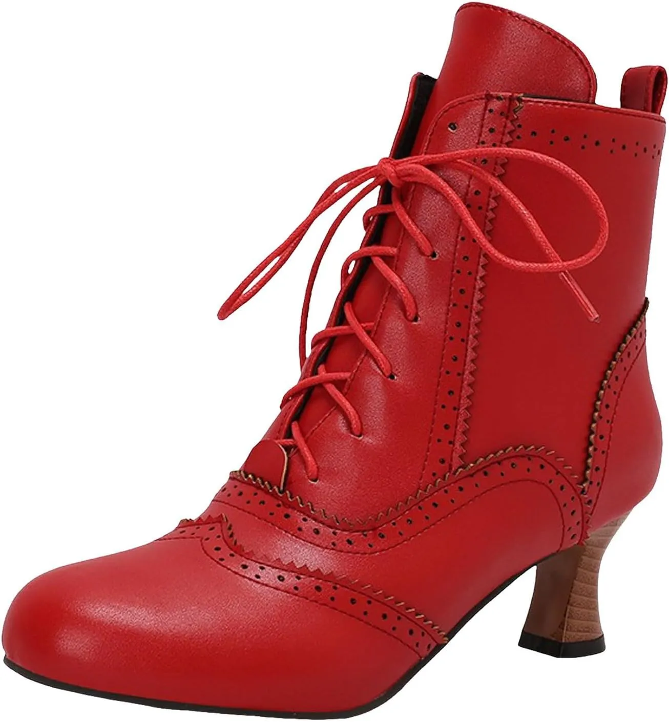 Victorian Boots for Women Kitten Heel,Vintage Lace Up Booties with Zipper Halloween Cosplay Boots Fashion Dance Shoes