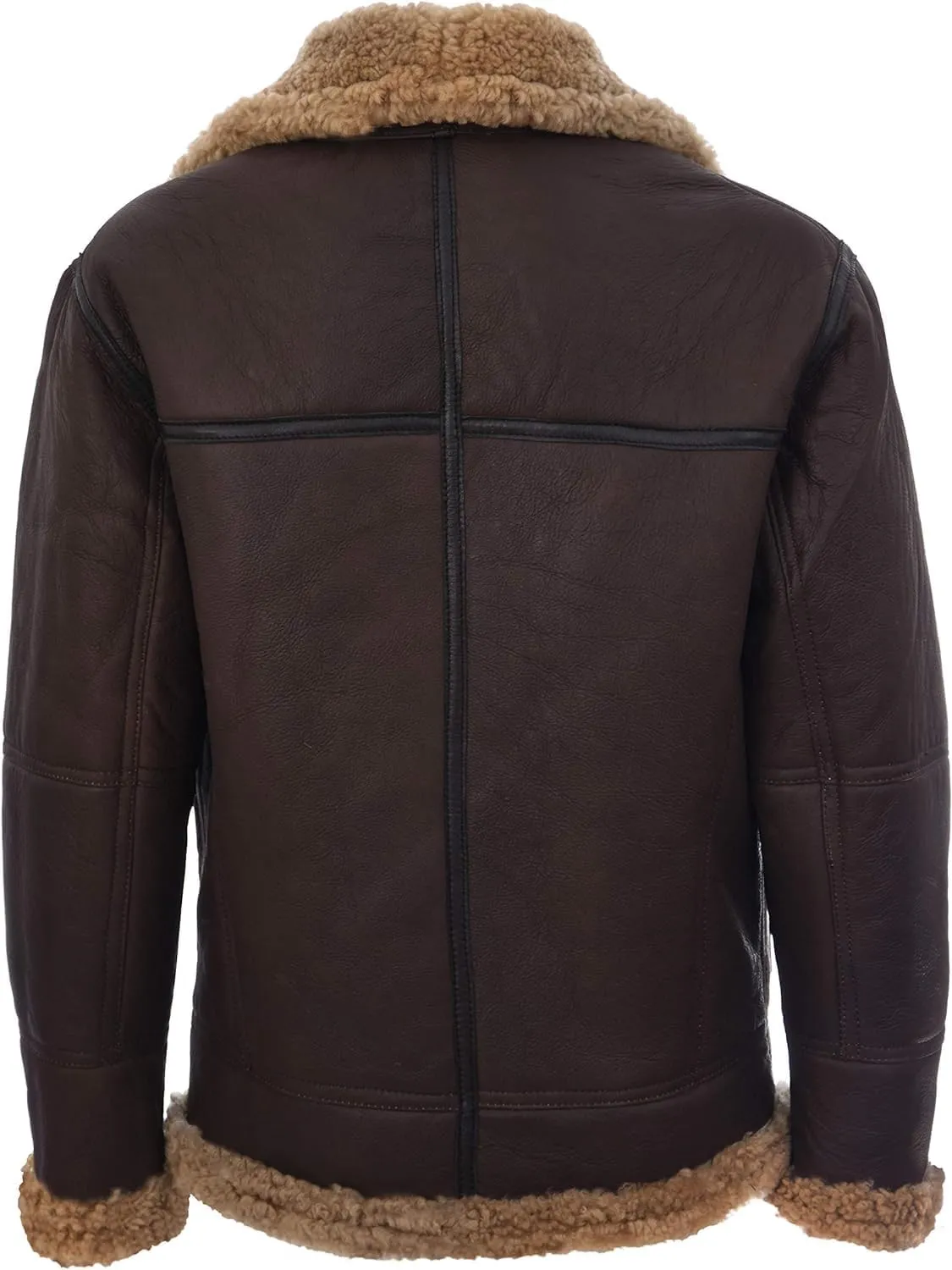 Vintage Brown Ginger B3 Sheepskin Aviator Flying Leather Jacket for Men