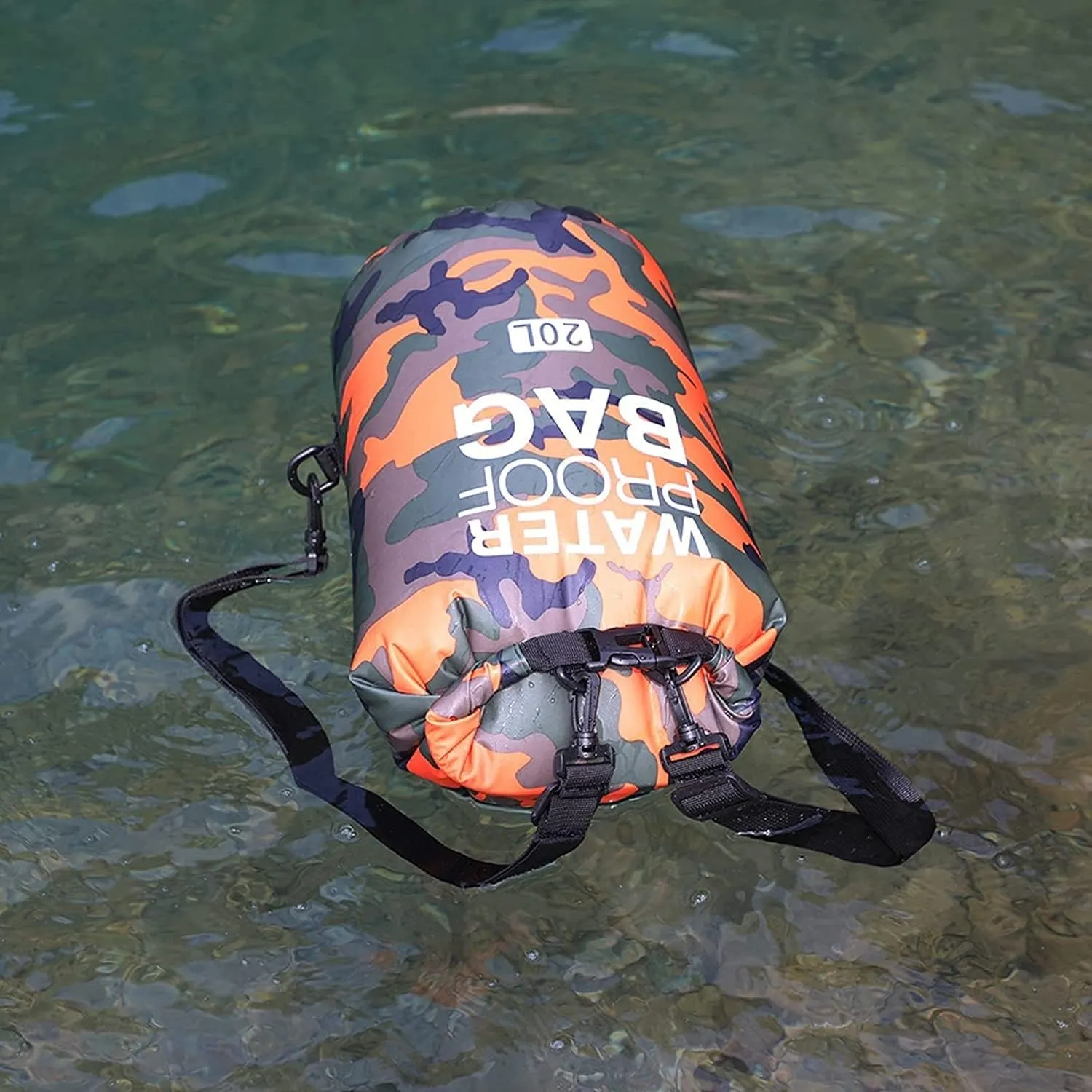 Waterproof Bag Set, Floating Waterproof Drying Bag, 20L Portable Lightweight Roll-top Drying Bag for Camping/Swimming (Color : Orange)
