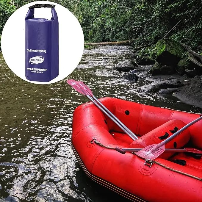 Waterproof First Aid Kit Roll Top Boat Emergency Kit with Waterproof Contents for Fishing Kayaking Boating Swimming Camping Rafting Beach Purple