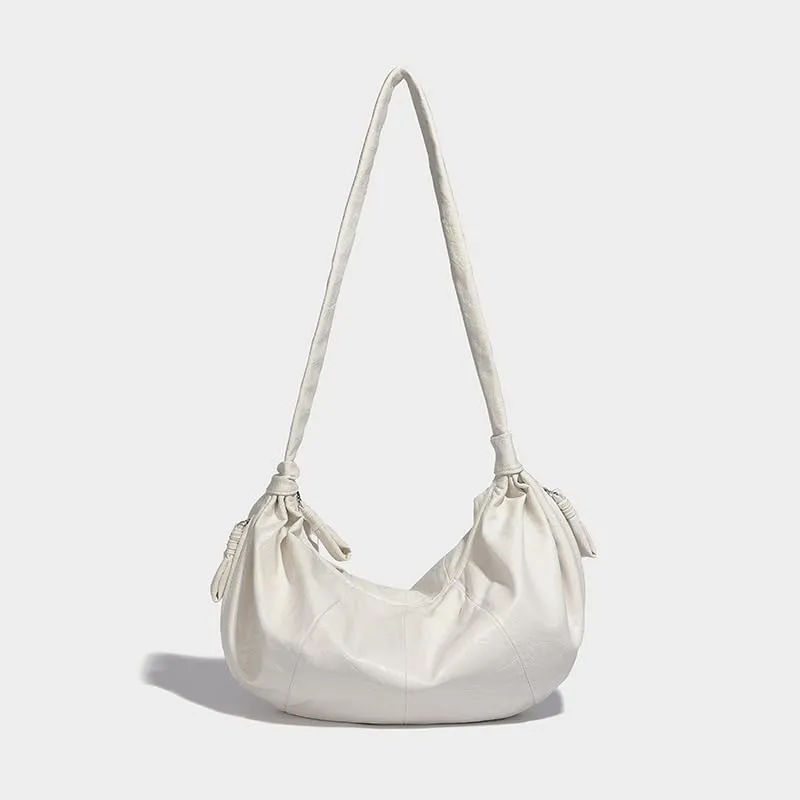 Waxed Leather Crossbody Bag Purse, Large Capacity Slouchy Hobo Purse Vintage Boho Shoulder Bag for Women Chic Handbag