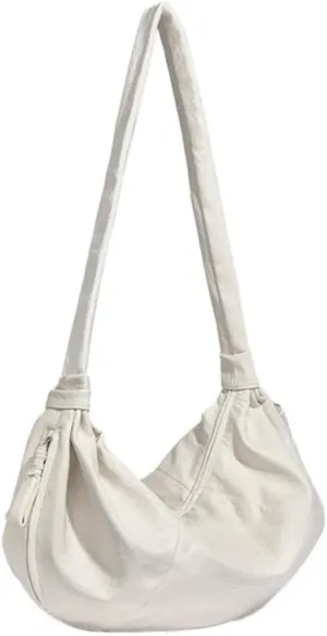 Waxed Leather Crossbody Bag Purse, Large Capacity Slouchy Hobo Purse Vintage Boho Shoulder Bag for Women Chic Handbag