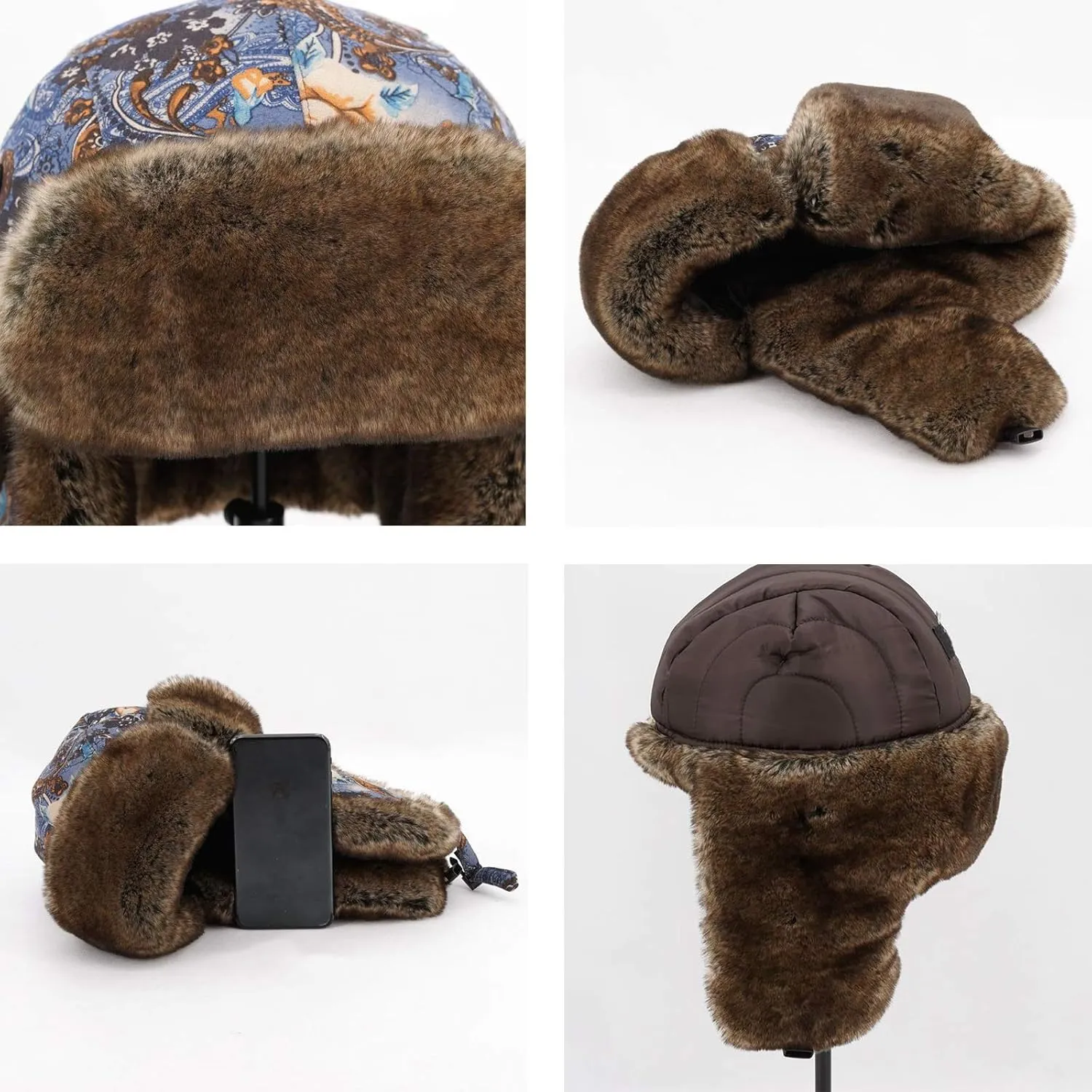Winter Hats, Hat Aviator Hat Winter Suede Hats Trooper Trapper Hat Hunting Hats with Ear Flaps for Skiing Skating