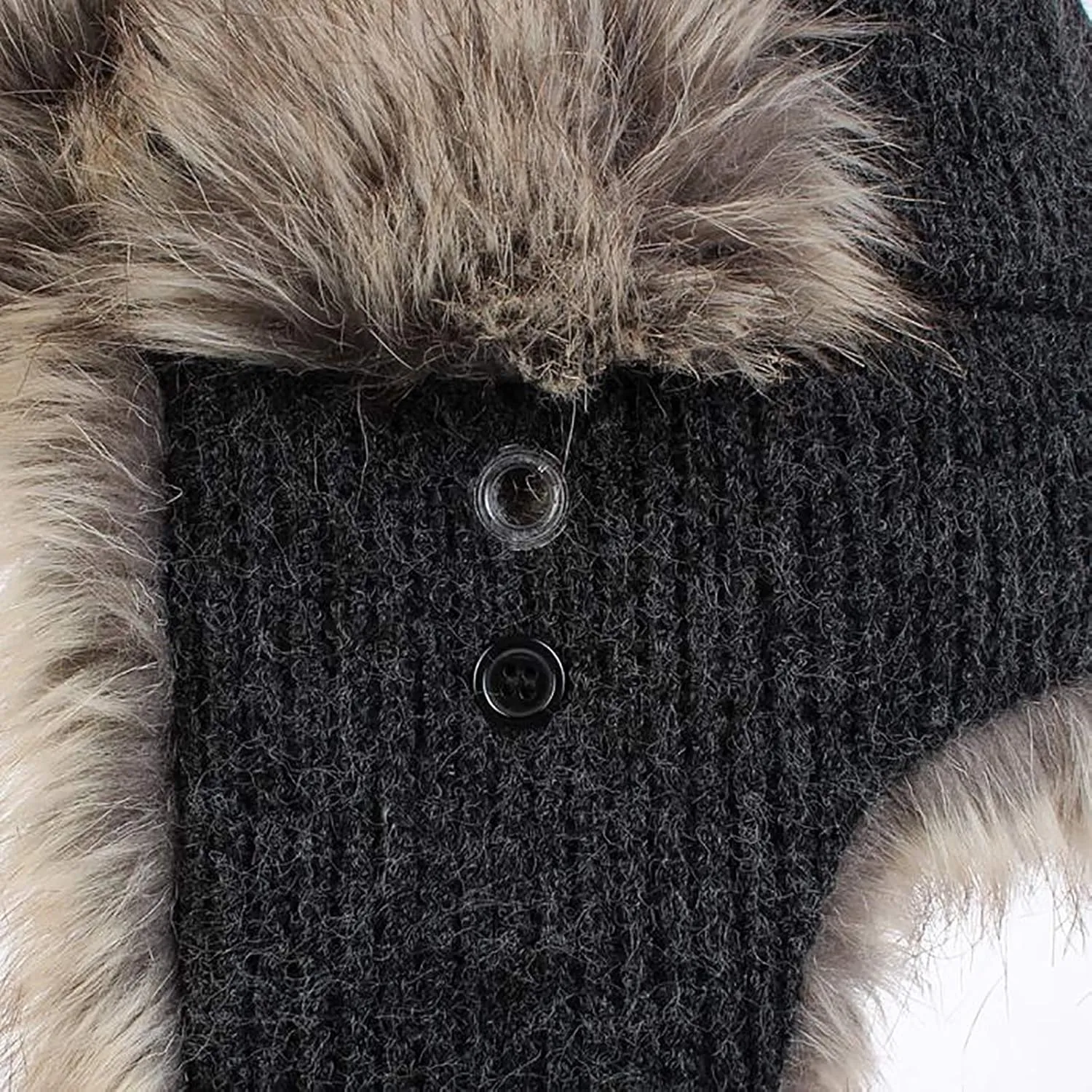 Winter Hats, Hat Winter Hats Faux Fur Warme Hats Trooper Trapper Hat Aviator Caps with Ear Flap