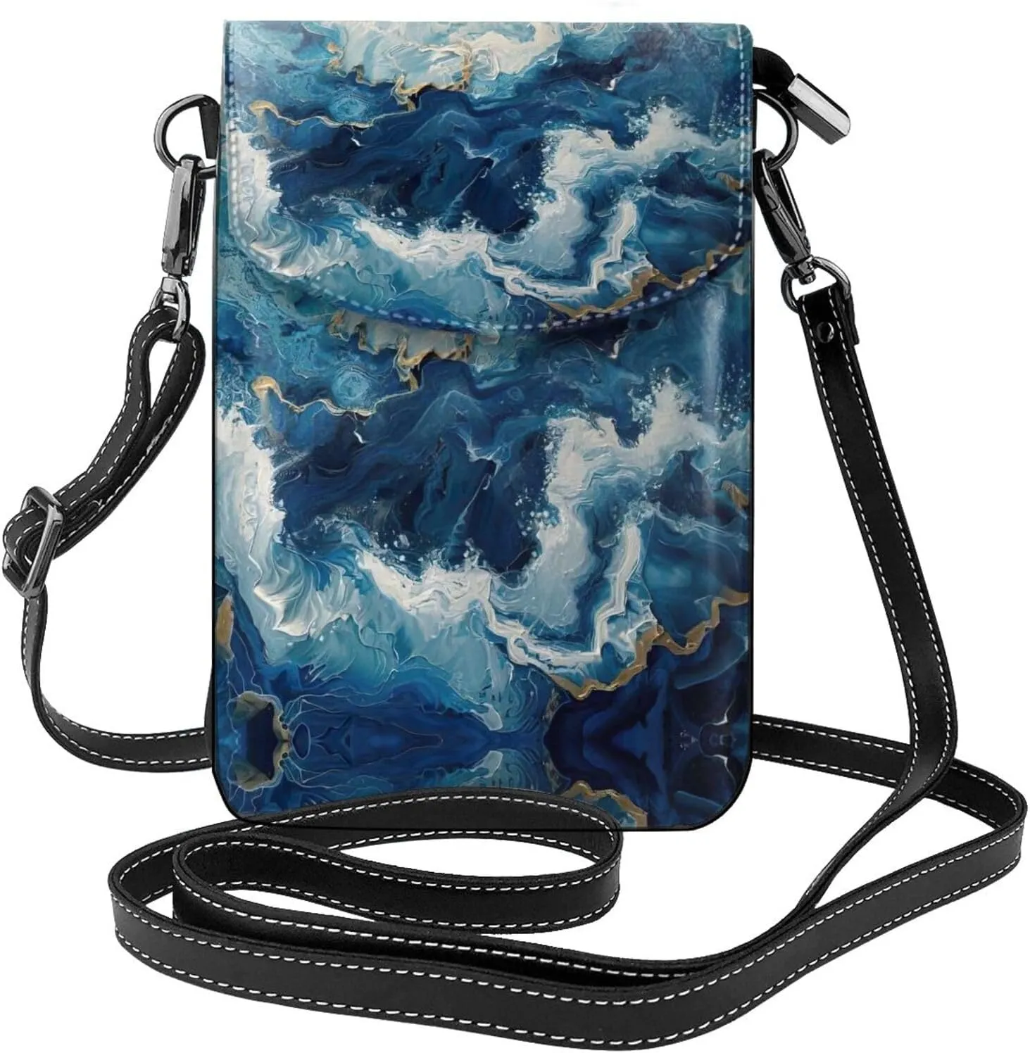 Within The Tides Crossbody Bag For Women Leather Cellphone Shoulder Purses Fashion Travel Designer Wallet, Black
