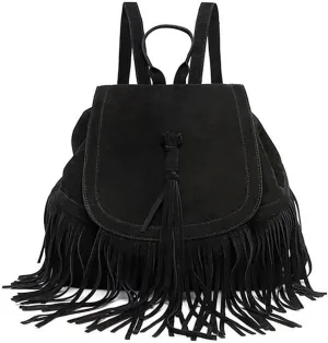 Women Backpack Purse Suede Fringed Tassel Shoulder Bag Fashion PU Leather Travel Bag Daypacks Purse