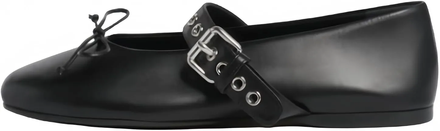 Women Buckled Ballet Flats with Strap Slip On Loafer Shoes