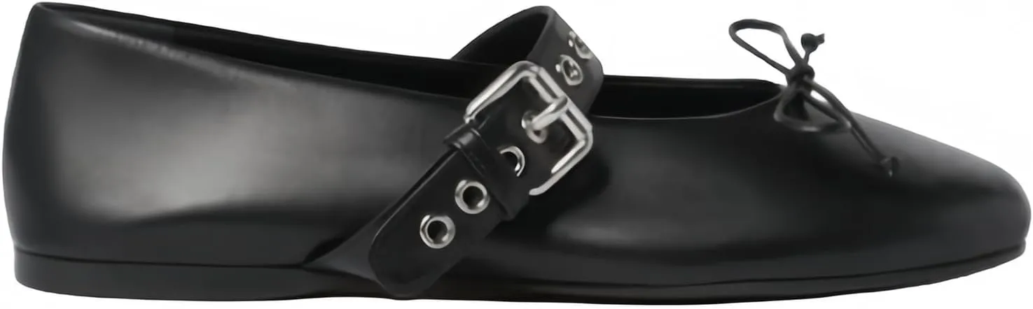 Women Buckled Ballet Flats with Strap Slip On Loafer Shoes