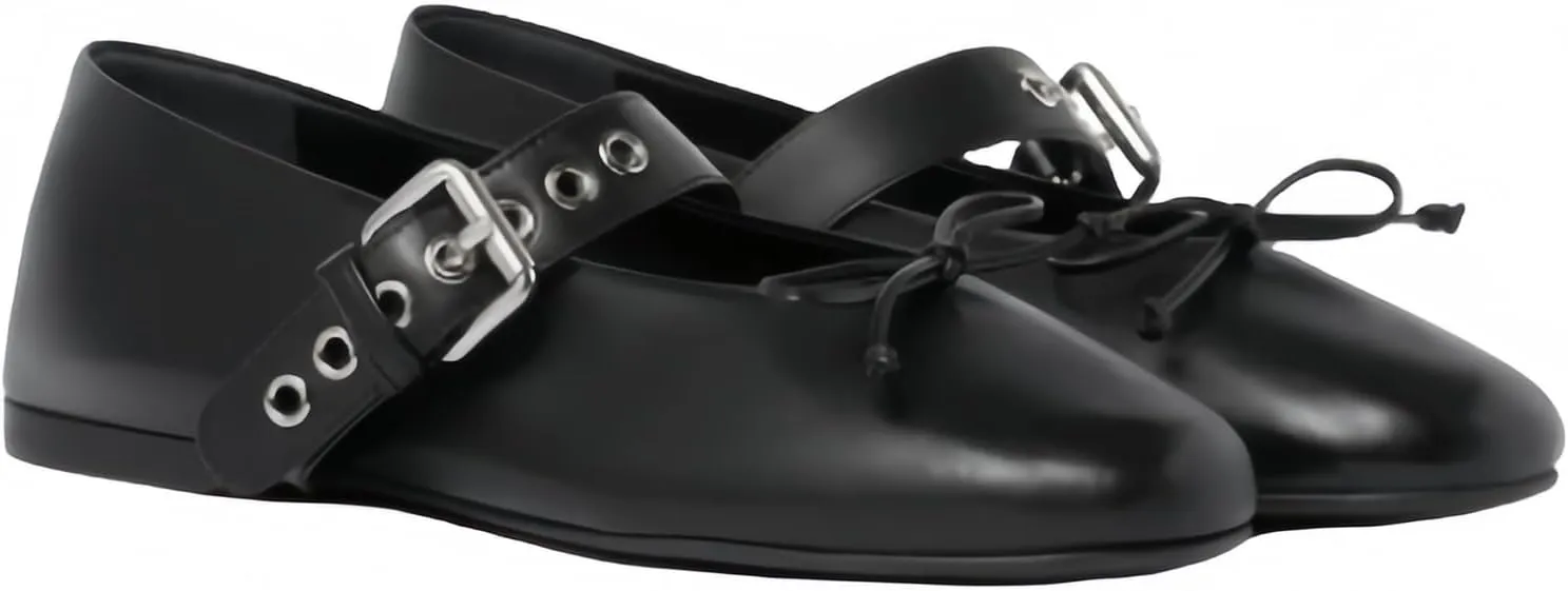 Women Buckled Ballet Flats with Strap Slip On Loafer Shoes