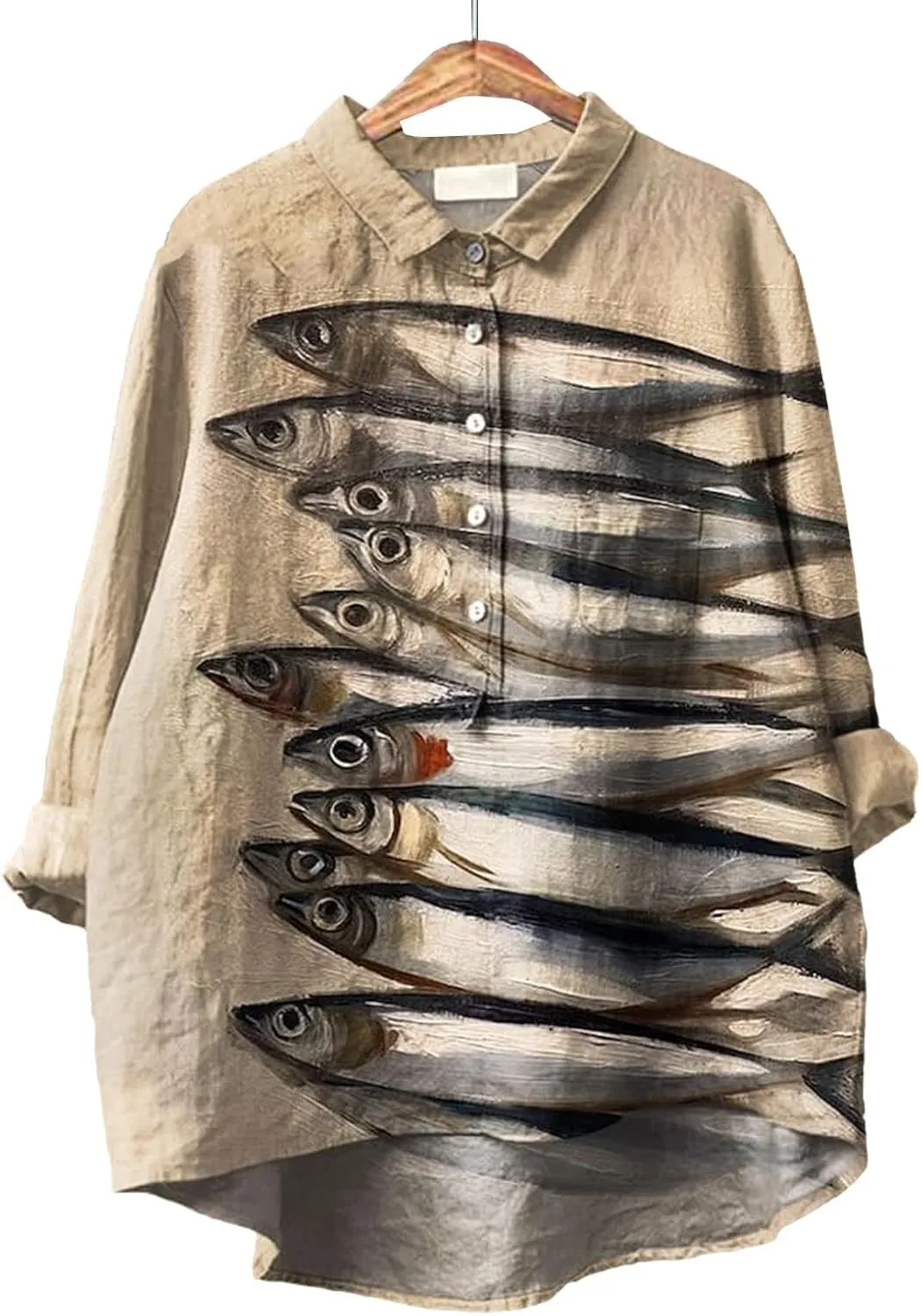 Women Linen Shirts Cotton Linen Button Down Shirt for Women O Neck Floral Lady Short Blouse Blouses Button Down