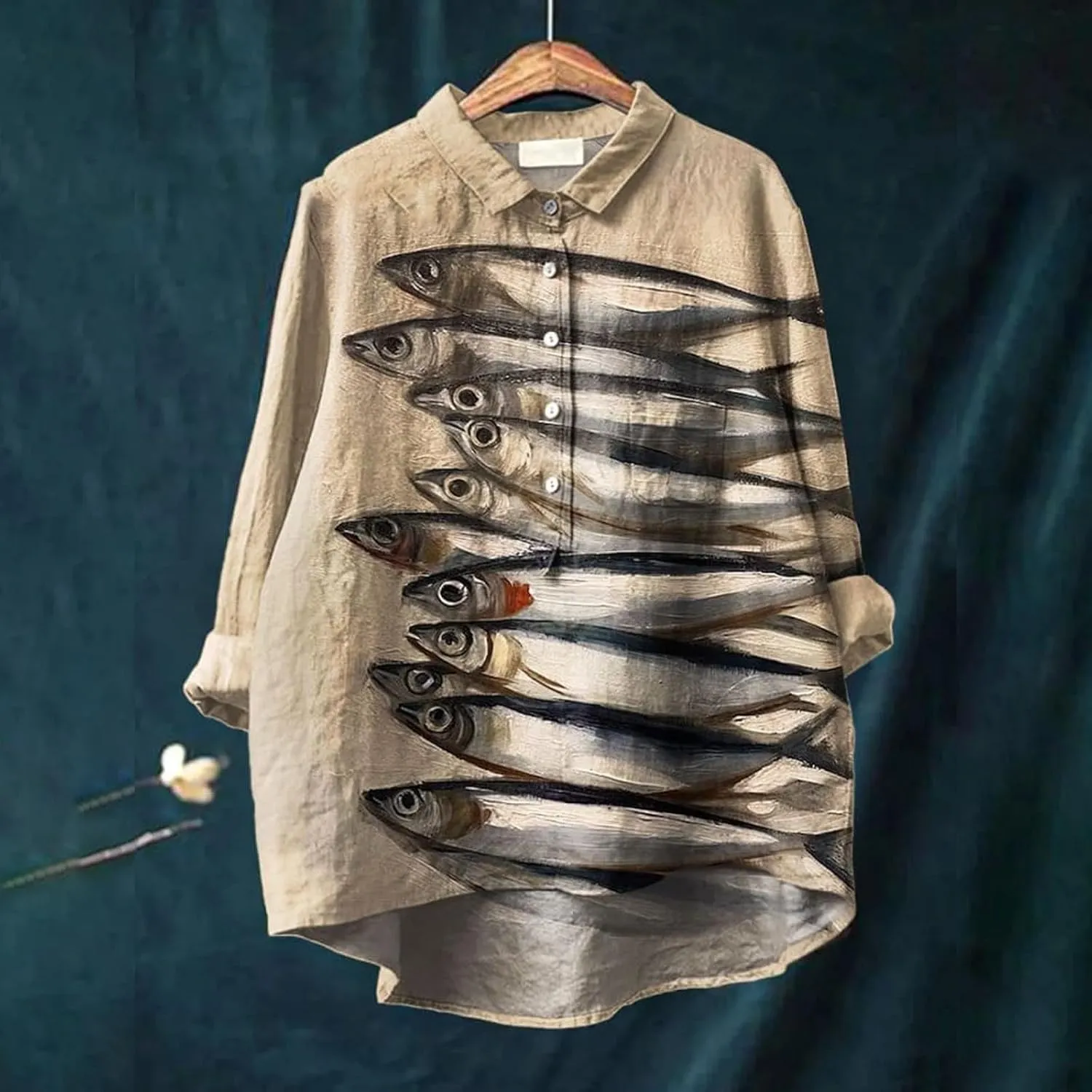 Women Linen Shirts Cotton Linen Button Down Shirt for Women O Neck Floral Lady Short Blouse Blouses Button Down