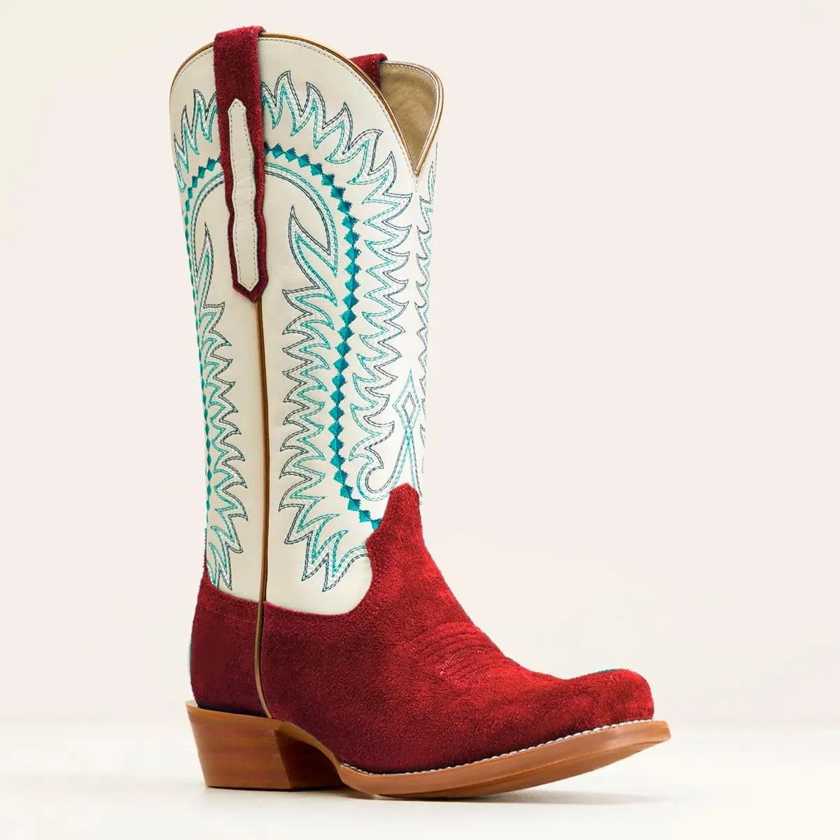 Women Mid Calf Cowboy Boots Embroidered Square Toe Chunky Heel Western Boots Calf High Two Tone 2” Stacked Heel Cowgirl Calf Boots Patchwork Matte Suede Pull On Wide Calf 4-11 M US