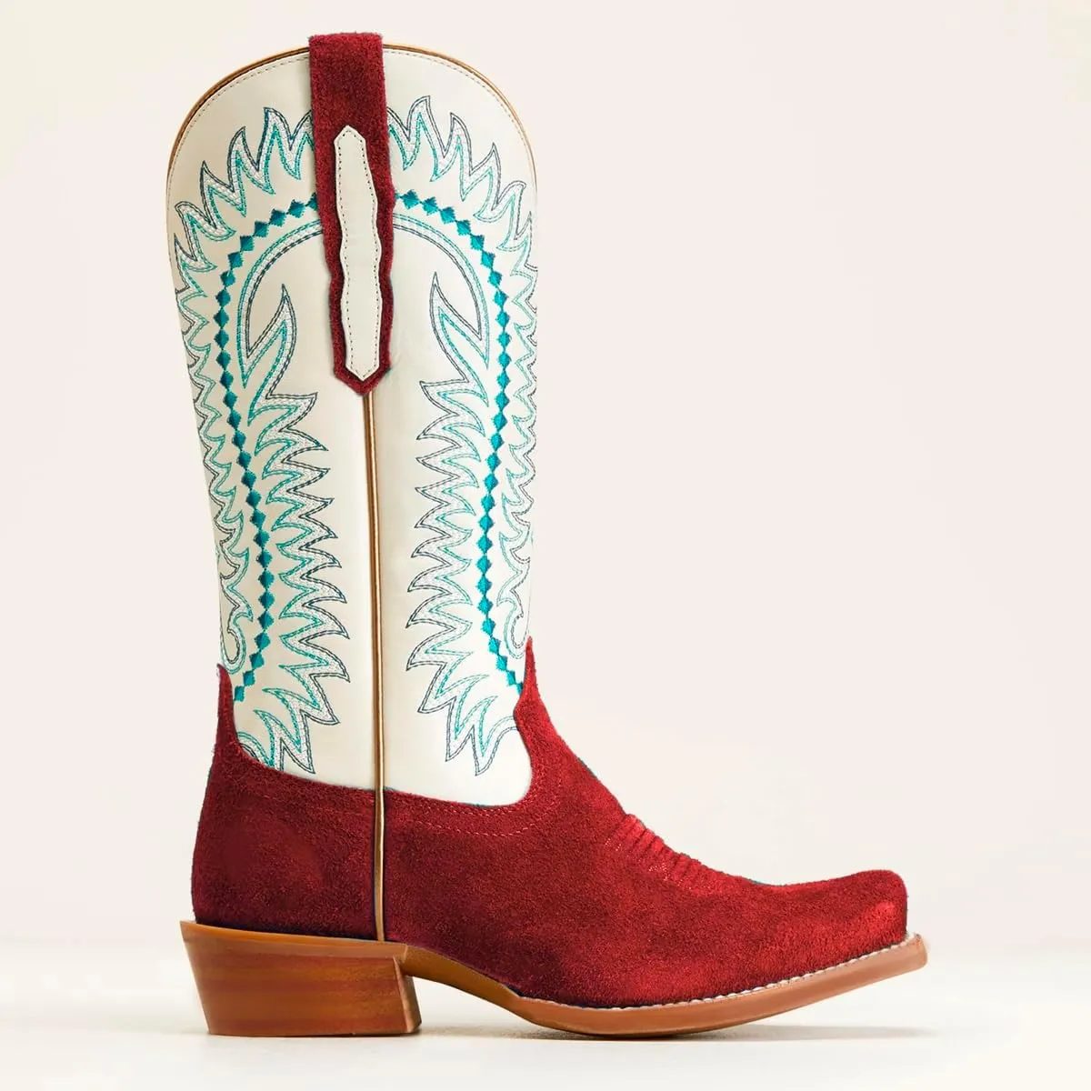 Women Mid Calf Cowboy Boots Embroidered Square Toe Chunky Heel Western Boots Calf High Two Tone 2” Stacked Heel Cowgirl Calf Boots Patchwork Matte Suede Pull On Wide Calf 4-11 M US