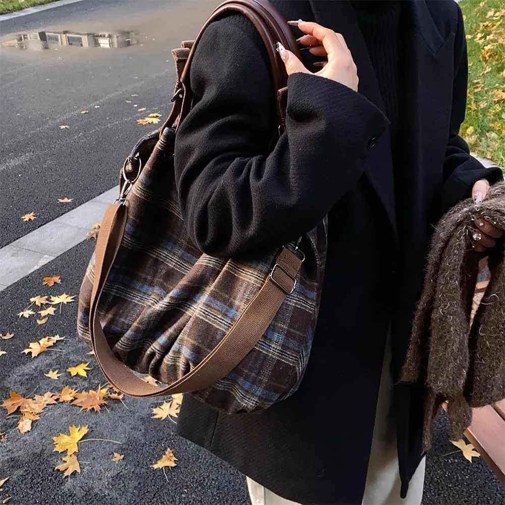 Women Slouchy Tote Handbag Large Capacity Stylish Crossbody Bag Detachable Long Strap Daily Commuting Bag Zipper