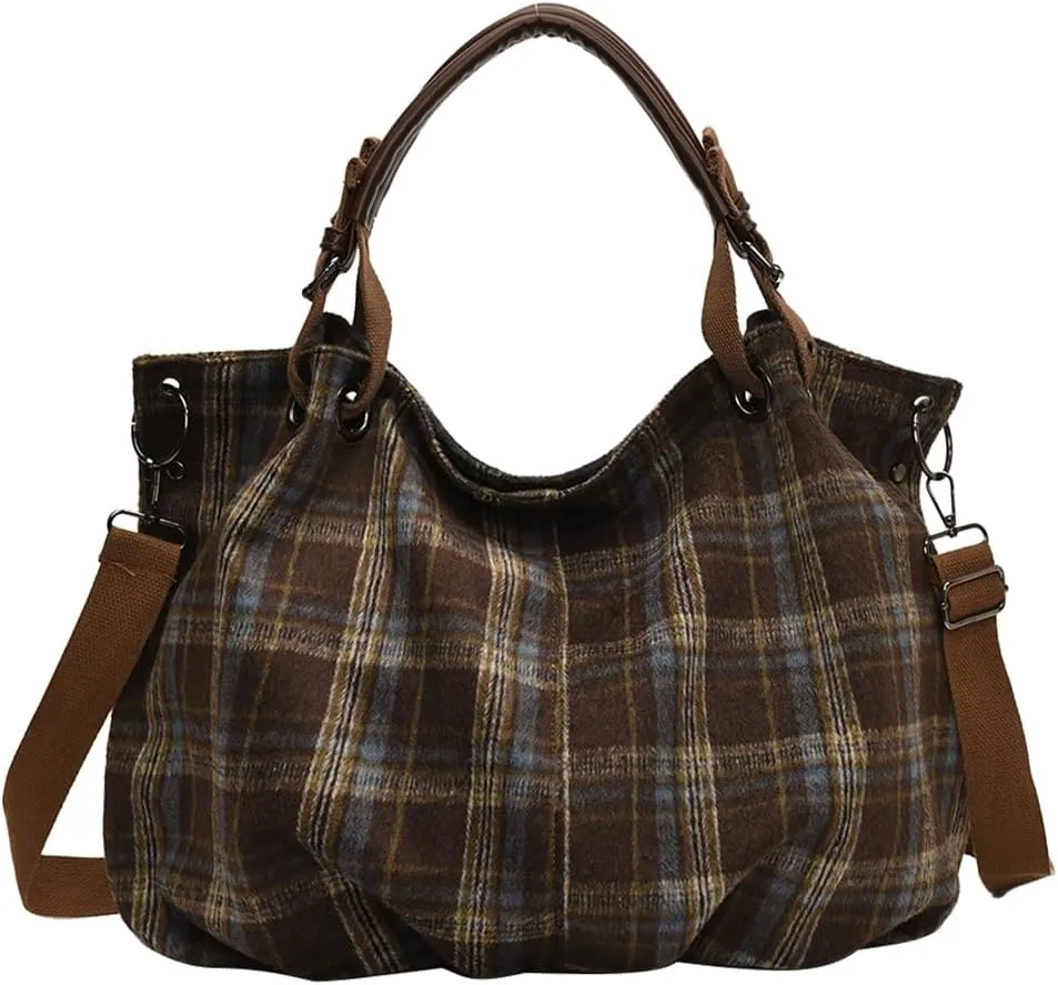 Women Slouchy Tote Handbag Large Capacity Stylish Crossbody Bag Detachable Long Strap Daily Commuting Bag Zipper